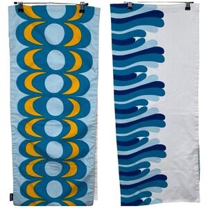 Marimekko Target Reversible Table Runner Mid Century Blue Yellow Geometric Waves